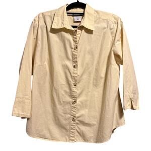 Women’s Columbia 3/4 Sleeve Fitted Button Up Shirt Pale Yellow Sz XL READ
